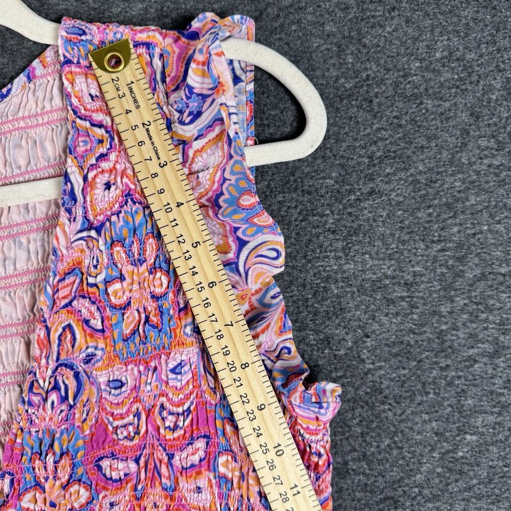 Anthropologie Pink Boho Floral Mini Dress Ruffle Sleeve Babydoll Resort Summer L - Picture 9 of 10